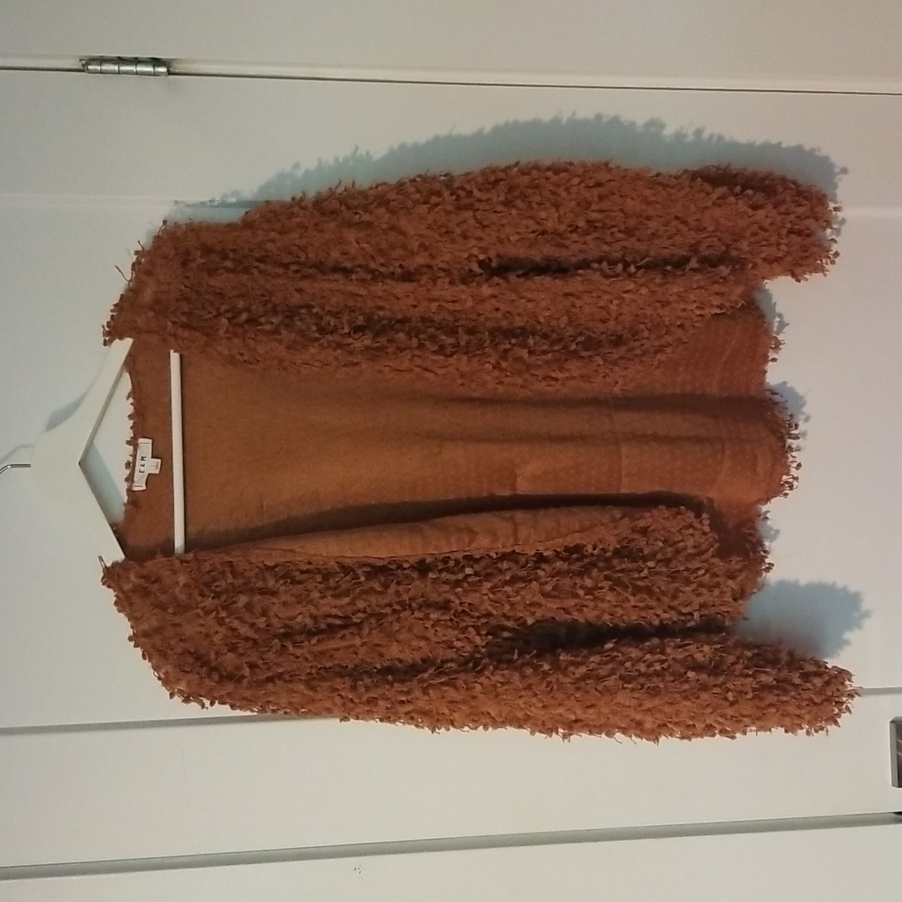 E&M large deep rose gold colored cardigan